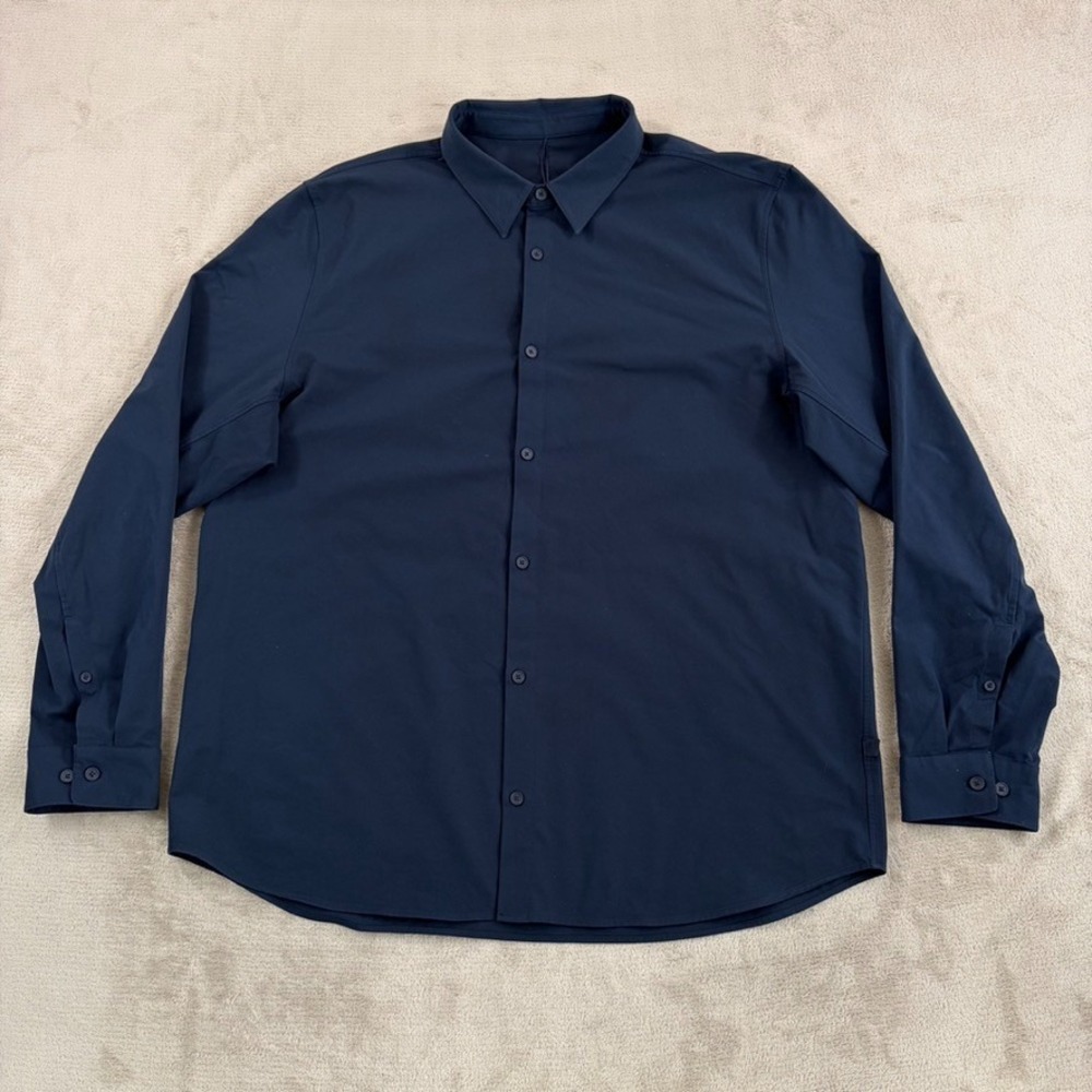 Lululemon Commission Oxford Shirt in Navy Men 2XL (No Tag) Performance Stretch